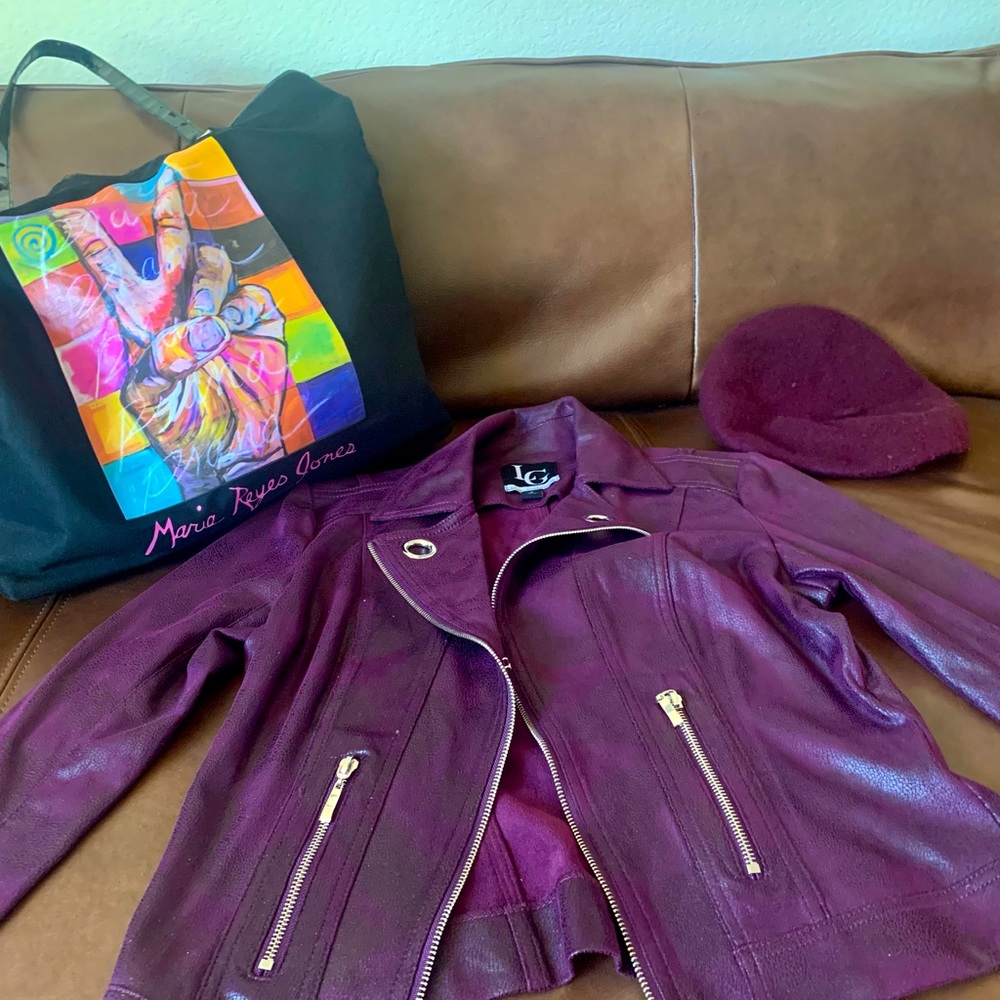 Lena Gabrielle Purple Faux Leather Jacket